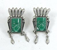 Vintage green onyx Mexican post earrings